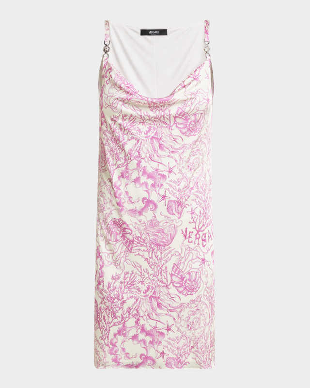 Underwater Barocco Liquid Jersey Cowl-Neck Mini Dress